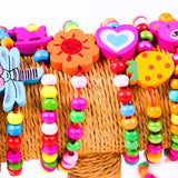 10pcs Mixed Bracelet Wristband Animal Cartoon Wooden Beads Toy Children