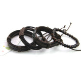 Men's Braided Leather Bracelet with Skull Charm
