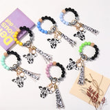 Cow Pendant Wood Beads Tassel Charm Bracelet Women Colorful Beads Jewelry