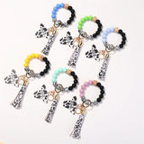 Cow Pendant Wood Beads Tassel Charm Bracelet Women Colorful Beads Jewelry