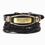 Vintage Elephant Cross Charm Leather Bracelets Set