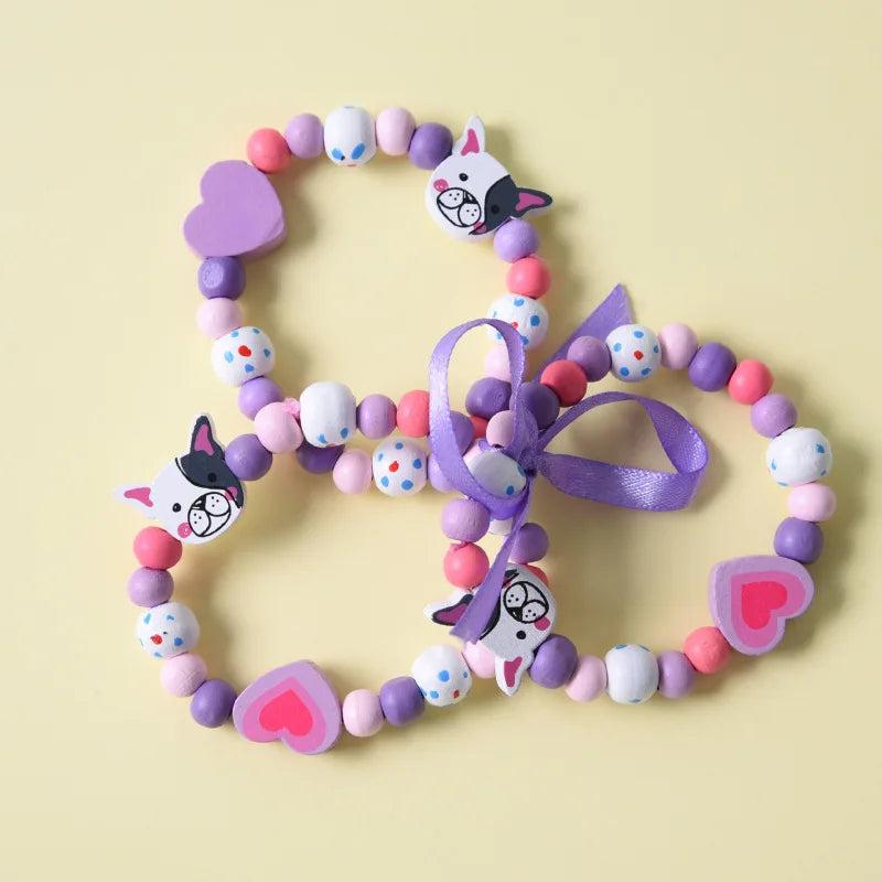 3pcs Cartoon Animal Beads Bracelet Children Toy Kids Jewelry Girl's Birthday
