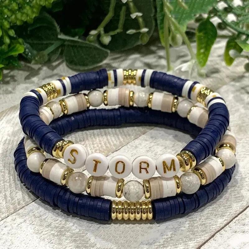 3pcs/Set Personalized Letter Polymer Clay Heishi Bead Bracelet Teacher Bangle