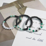 3pcs/Set Personalized Letter Polymer Clay Heishi Bead Bracelet Teacher Bangle