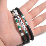 3pcs/Set Personalized Letter Polymer Clay Heishi Bead Bracelet Teacher Bangle