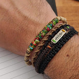 Minimalist Men Wooden Bracelet with Imperial Stone Hematite Beads
