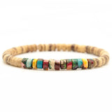 Minimalist Men Wooden Bracelet with Imperial Stone Hematite Beads
