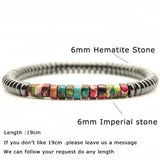 Minimalist Men Wooden Bracelet with Imperial Stone Hematite Beads