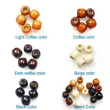 100Pcs 12mm Wooden Dreadlock Hair Beads Coffee Colors with Rubber Band & Tools