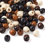 100Pcs 12mm Wooden Dreadlock Hair Beads Coffee Colors with Rubber Band & Tools
