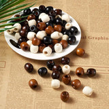 100Pcs 12mm Wooden Dreadlock Hair Beads Coffee Colors with Rubber Band & Tools