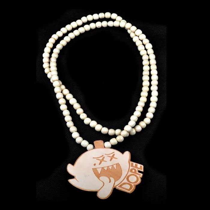 Hip Hop Wood Pendant Necklace Boho Wooden Bead Long Jewelry