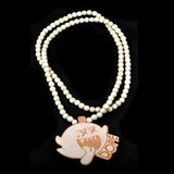 Hip Hop Wood Pendant Necklace Boho Wooden Bead Long Jewelry
