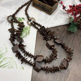 Bohemian Wood Bead Necklace Women Long Statement Jewelry