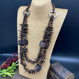 Bohemian Wood Bead Necklace Women Long Statement Jewelry