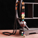 Multicolor Nature Stones Wood Beads Ethnic Necklace
