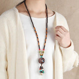 Multicolor Nature Stones Wood Beads Ethnic Necklace