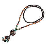 Multicolor Nature Stones Wood Beads Ethnic Necklace