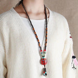 Multicolor Nature Stones Wood Beads Ethnic Necklace