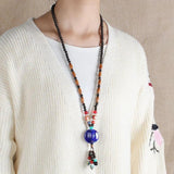 Multicolor Nature Stones Wood Beads Ethnic Necklace