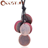 Kpop Vintage Wooden Beads Long Necklace
