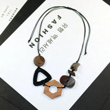 Vintage Resin Wood Beads Pendant Rope Necklace Women Gothic Jewelry