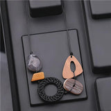 Vintage Resin Wood Beads Pendant Rope Necklace Women Gothic Jewelry