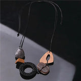 Vintage Resin Wood Beads Pendant Rope Necklace Women Gothic Jewelry