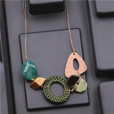 Vintage Resin Wood Beads Pendant Rope Necklace Women Gothic Jewelry