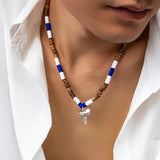 Coconut Shell Wood Beaded Animal Pendant Necklace Men African Tribal Party Jewel