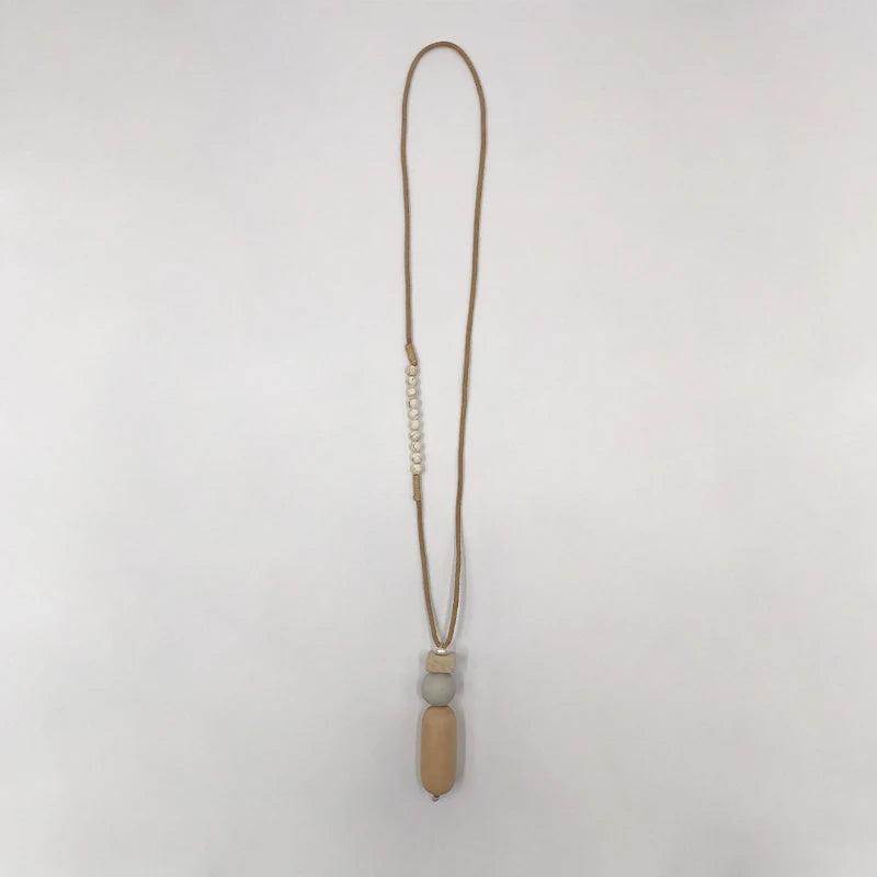Boho Sweater Chain Long Necklace Pendants Suede Cord Resin Stone Beads
