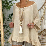 Peace Symbol Pendant Wooden Beaded Chain Tassel Necklace