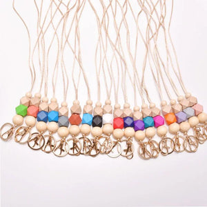 Colorful Wood Beads Tassel Phone Chain Necklace Women Accessories