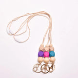 Colorful Wood Beads Tassel Phone Chain Necklace Women Accessories