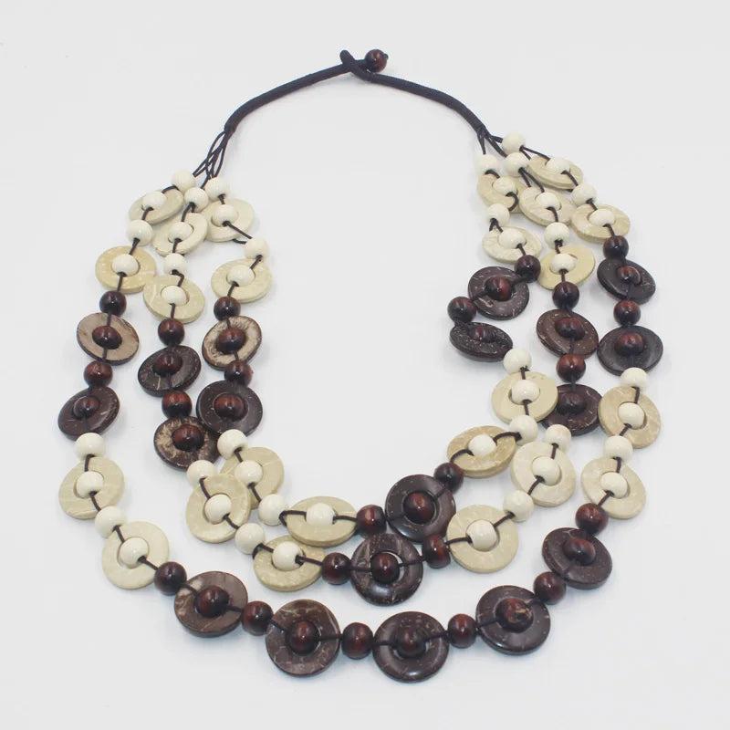 Bohemia Multi-Layer Wood Bead Coconut Shell Necklace