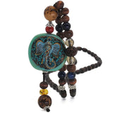 Vintage Ethnic Wood Bead Necklace Nepal Elephant Sweater Chain
