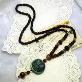 Vintage Ethnic Wood Bead Necklace Nepal Elephant Sweater Chain
