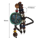 Vintage Ethnic Wood Bead Necklace Nepal Elephant Sweater Chain