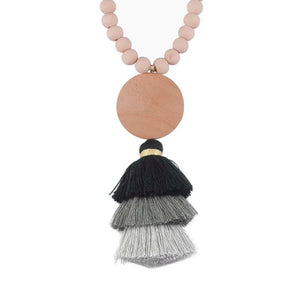 Arrival Monogram Ivory Beaded Necklace with Tassels