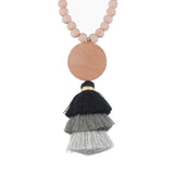 Arrival Monogram Ivory Beaded Necklace with Tassels