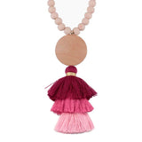 Arrival Monogram Ivory Beaded Necklace with Tassels