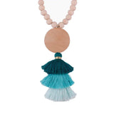 Arrival Monogram Ivory Beaded Necklace with Tassels