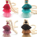 Sandal Wood Beads 3-Layer Tassel Necklace 15 Colors Option