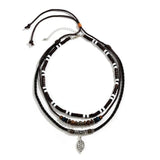Vintage Tribal Pendant Necklace Set Men Leather Rope Wood Beaded