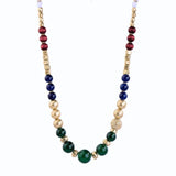 Boho Bohemian Beaded Sweater Necklace Glass Beads Wood Beads Green Turquoises