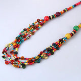 Long Coconut Shell Necklace Women Boho Multicolor Wood Beads Ethnic