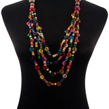 Long Coconut Shell Necklace Women Boho Multicolor Wood Beads Ethnic