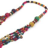 Long Coconut Shell Necklace Women Boho Multicolor Wood Beads Ethnic