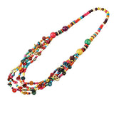 Long Coconut Shell Necklace Women Boho Multicolor Wood Beads Ethnic