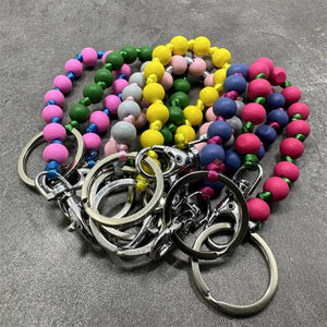 Wood Bead Keychain Business Gift Key Chain Men Women Car Key Strap